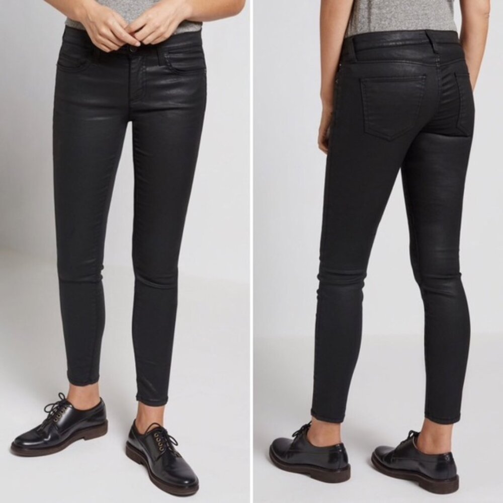 Current/Elliott The Stiletto Black Coated Cropped Skinny Jeans NWT
